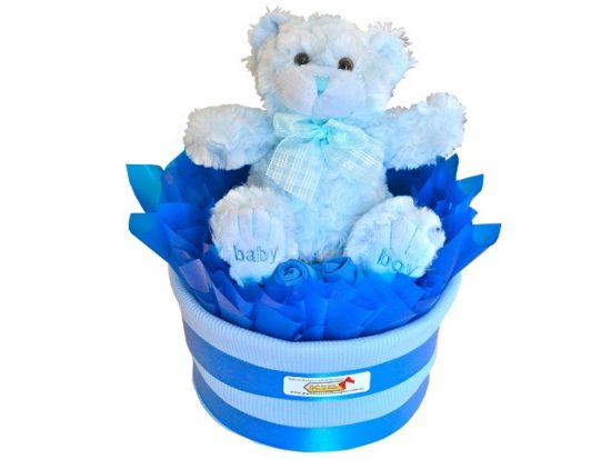 Baby Boy - Single Tier Nappy Cake 1 Baby Boy - Single Tier Nappy Cake