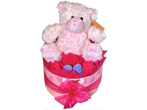 Baby Girl - Single Tier Nappy Cake 1 Baby Girl - Single Tier Nappy Cake