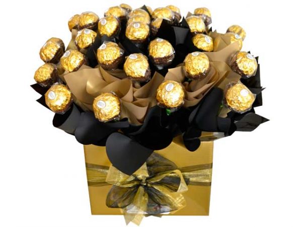 Black and Gold, Boxed Chocolate Bouquet GC Gift Boxes