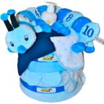 Caterpillar Blue, Baby Nappy Cake 1
