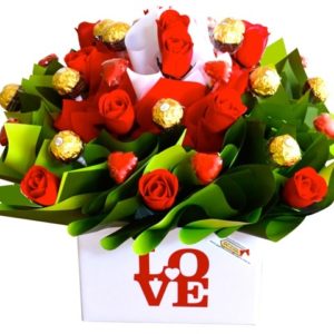 Love, Red Roses and Chocolate Bouquet