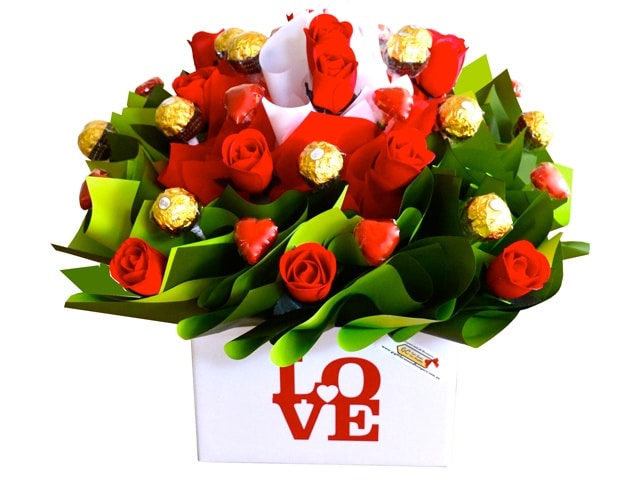 Love, Red Roses and Chocolate Bouquet