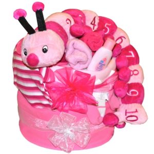 Caterpillar Pink – Baby Nappy Cake 1