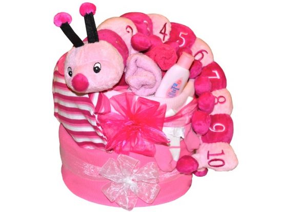 Caterpillar Pink - Baby Nappy Cake