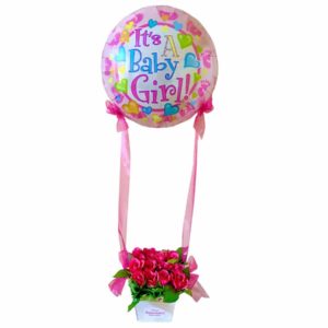 Baby Girl Rose, Hot Air Balloon Gift - Image 1